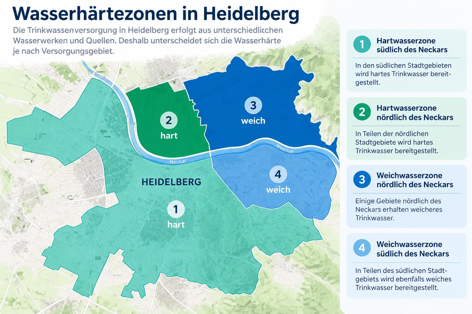 Karte Wasserhärtezonen in Heidelberg Karte Wasserhärtezonen in Heidelberg